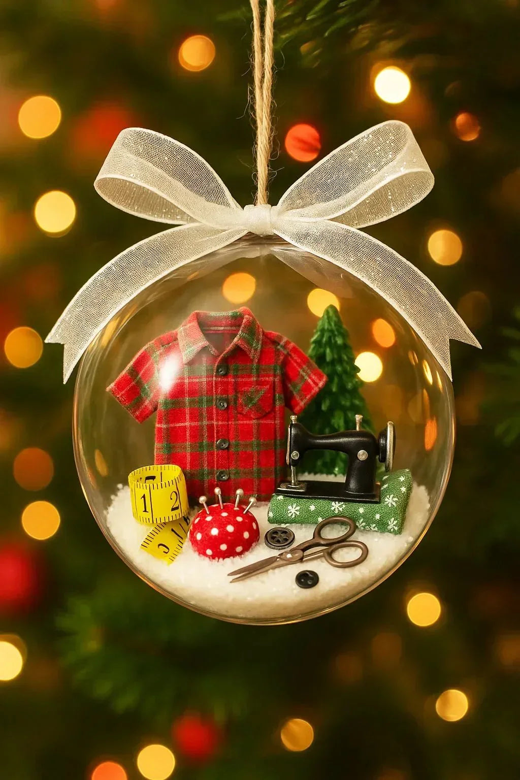 🎄 Holiday Sewing Snow Globe -DIY Craft Ornament with Glitter & Mini Figures, Festive Decor for Tree or Gift 🧵📦