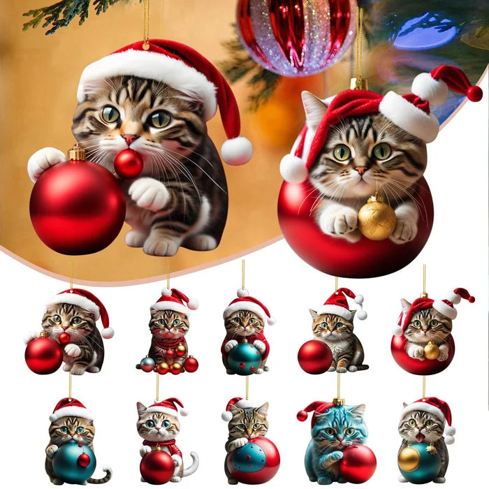 ๐10 Piece ๐ป Cat Christmas Tree Ornaments. Hanging Cat Ornaments
