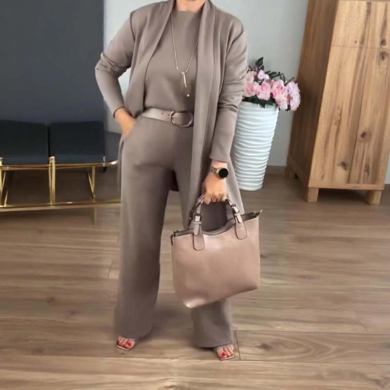 🔥 Elegant Longline Cardigan & Top & Pants 3-Pieces Set