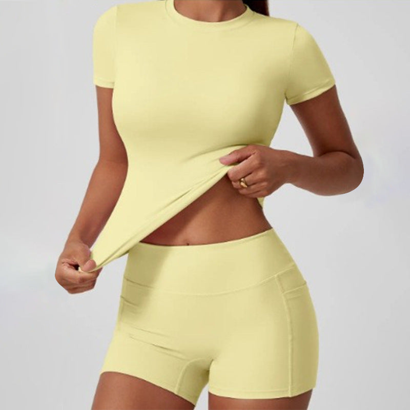 🔥Women's High-Stretch Top & Shorts Set – Soft, Breathable, Perfect for Yoga or Lounge 🧘♀️✨