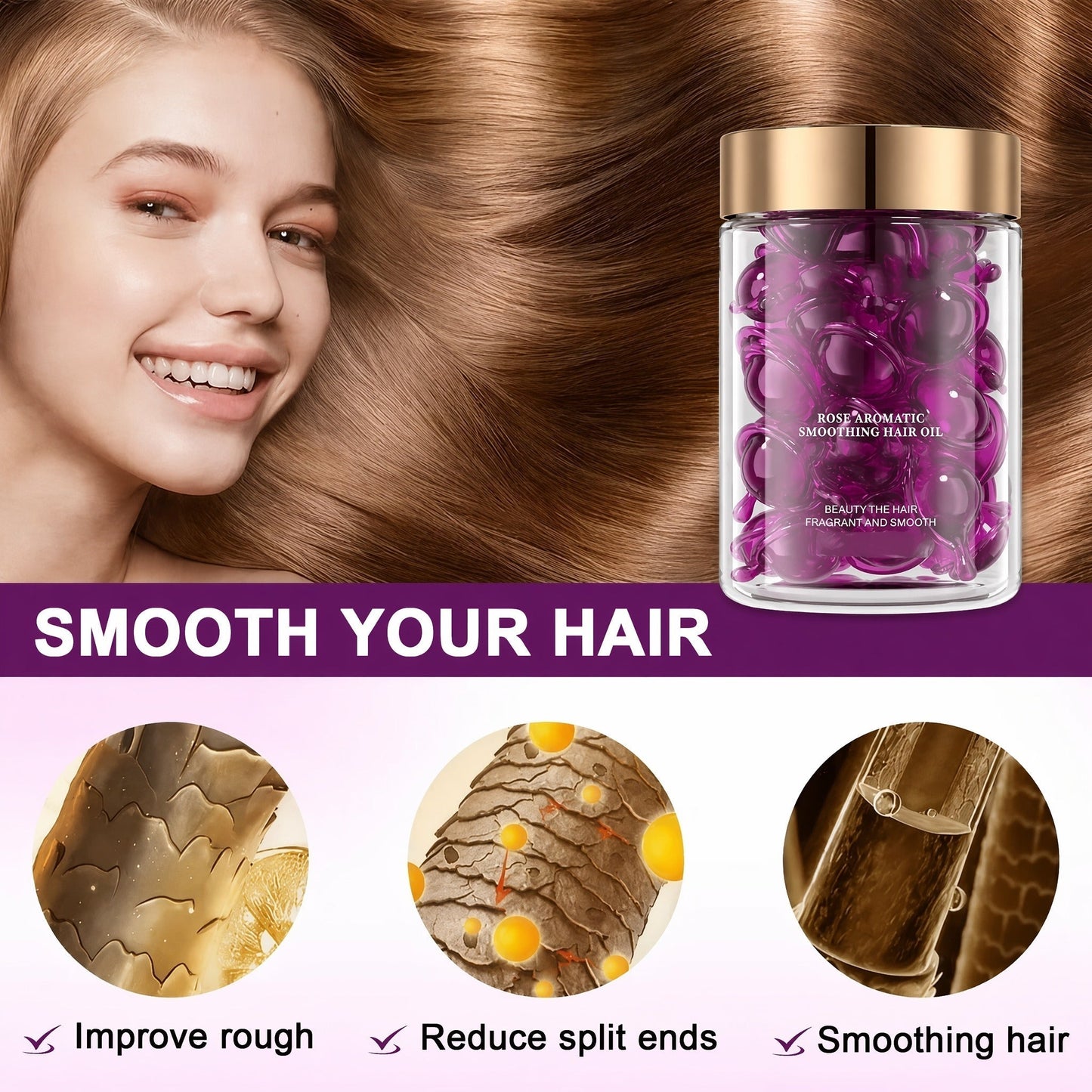 🔥Hair Vitamin Oil Capsules💎Argan & Rosehip Frizz Taming • Instant Shine • Travel-Friendly & Non-Greasy | All Hair Types 📍🇬🇧✨