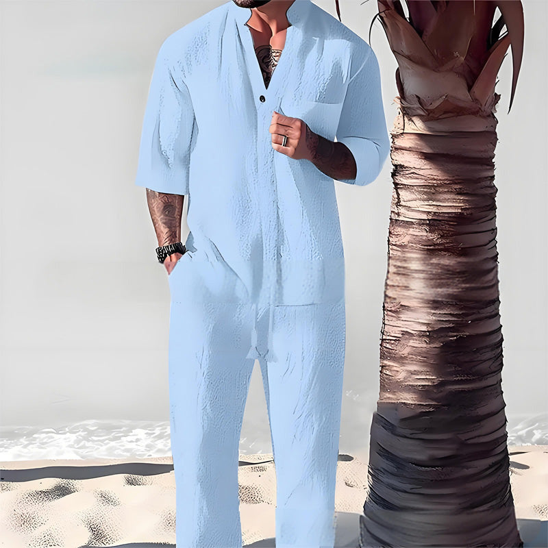 Men's Trendy Cotton Linen Top & Pants Two-Piece Set🎉BIG SALE