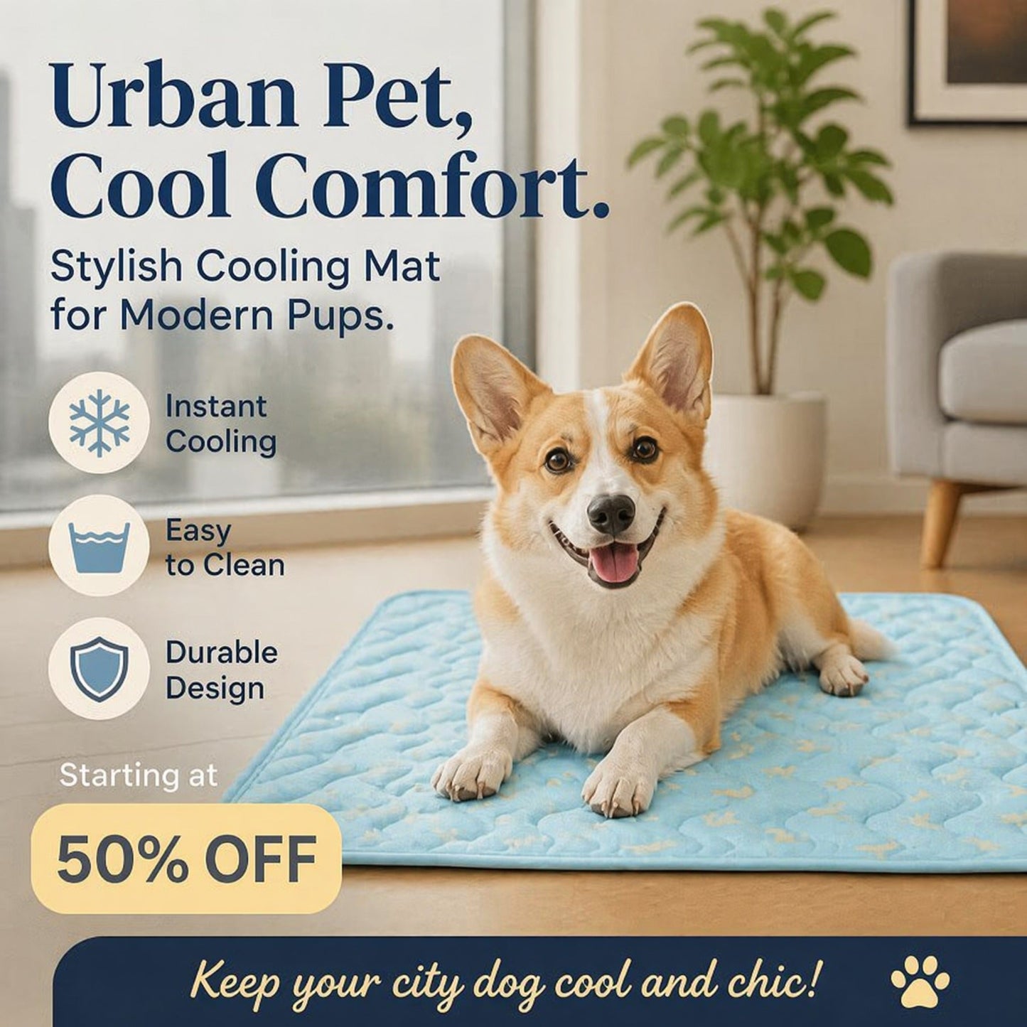 ❄️Breathable Pet Cooling Mat – No Water or Electricity Needed, Machine Washable, Lightweight & Portable, Safe Fabric Cooling for Dogs & Cats in Crate, Car & Home
