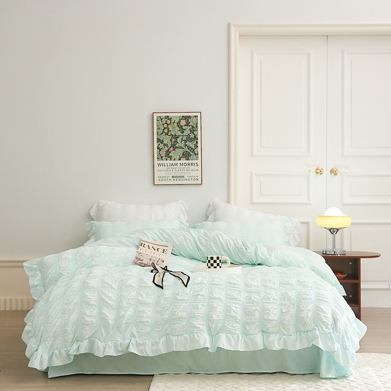 ✨ Offre spéciale limitée dans le temps ✨ Ensemble 4 pièces Icy Seersucker Summer Cool Quilt Lace