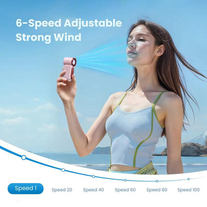 🌬️ Turbo Handheld Fan – LED Display, 6 Speeds, 3000mAh 🔋