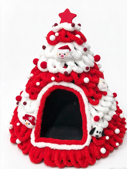 Cozy Christmas Tree Cat Cave