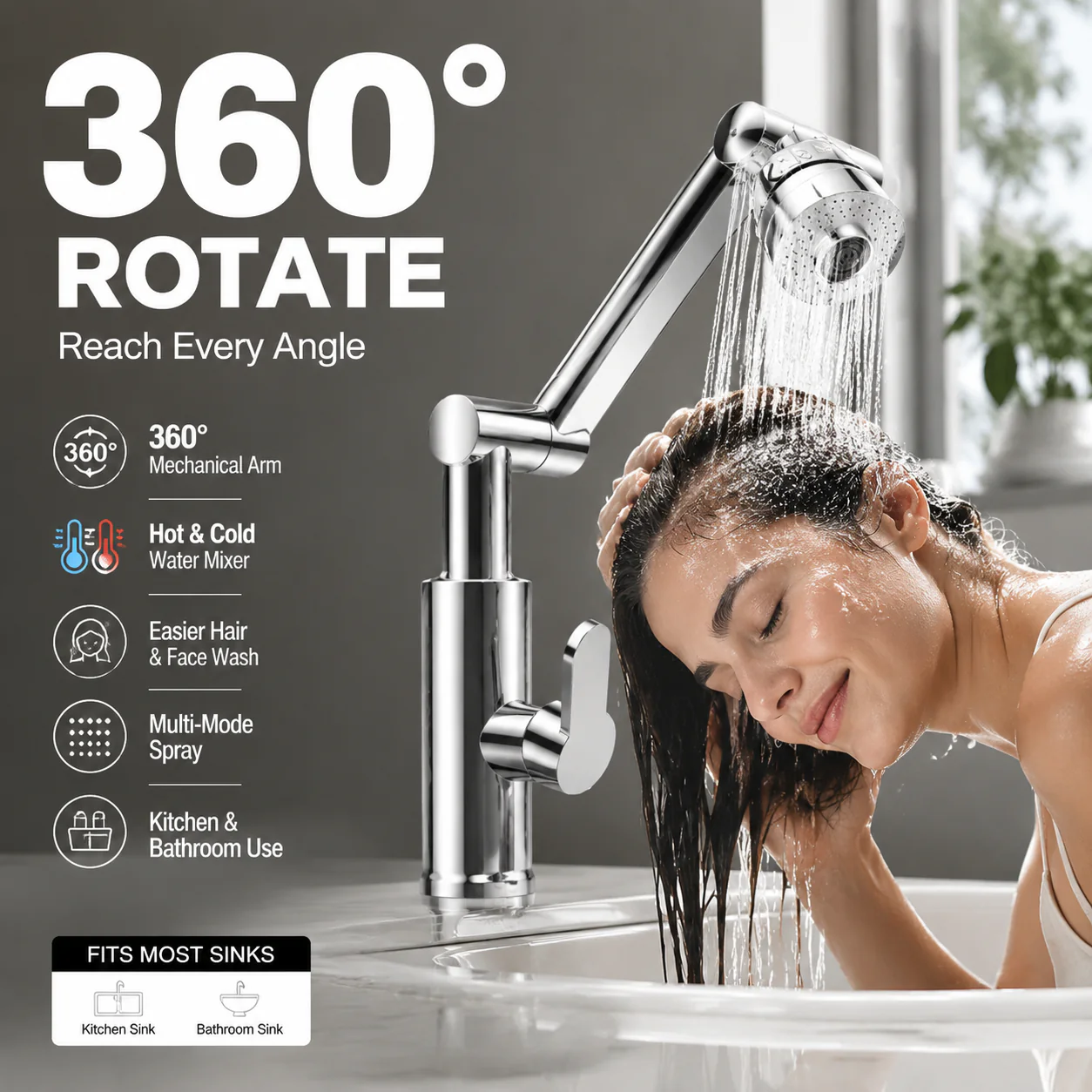 360° Rotating Mechanical Arm Faucet