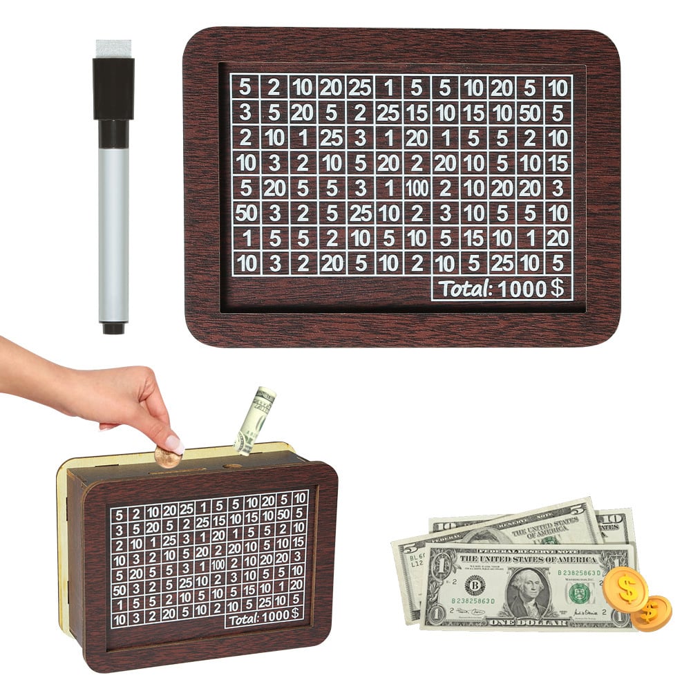 🔥Retro Style Wooden Money Box with Counter Piggy Bank Handmade Saving Money Goal Piggy Bank