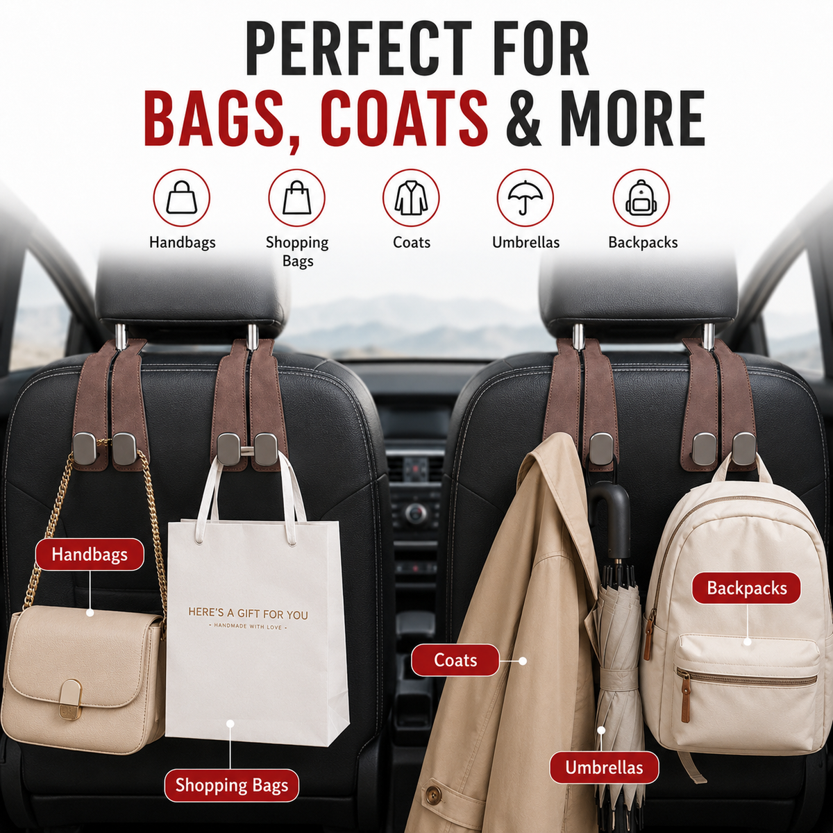 BUY MORE GET MORE FREE 🧥Seat Back Hanger – Perfect for Bags, Coats & More