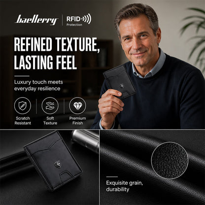 RFID-Blocking Leather and Carbon Fiber Credit Card Holder
