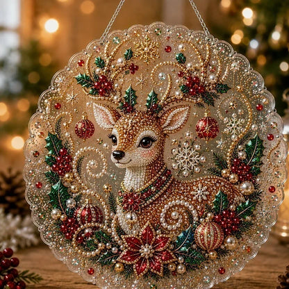 🎄Christmas Pearl Diamond Art Hanging Ornament Kit | Resistant Non-Fading Pearl Beads DIY Handmade Holiday Hanging Decor 🎅💎