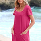 👗Women's Casual Square Neck Pocket Short Sleeve Dress with Pockets💕