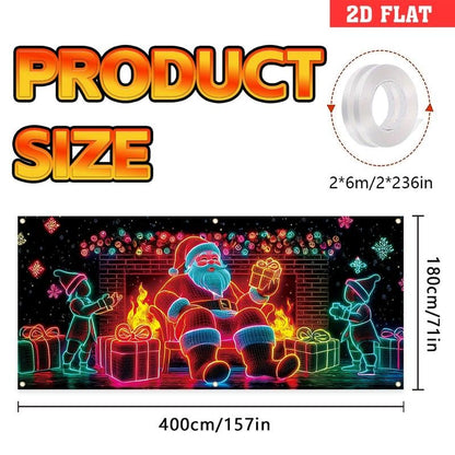 🎇🚪UV Activated Christmas Garage Door Cover Banner, Glows in Dark🔥🎉