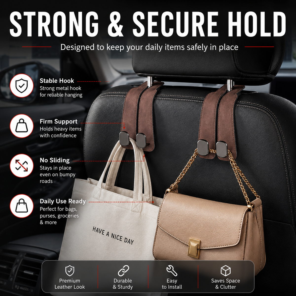 BUY MORE GET MORE FREE 🧥Seat Back Hanger – Perfect for Bags, Coats & More