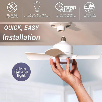 Ventilateur de Plafond Portable 2-en-1 avec Télécommande et Lampe