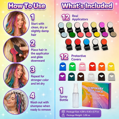 🌈12-Color Temporary Hair Chalk Applicator Set