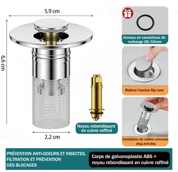 🔥Achetez-en 2, obtenez-en 1 gratuitement🔥Filtre d'évacuation au sol en acier inoxydable, qui isole des odeurs et prévient les insectes