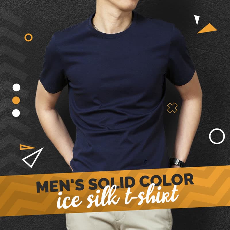 👕T-shirt en soie glacée de couleur unie pour hommes❄️