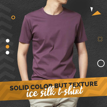 👕T-shirt en soie glacée de couleur unie pour hommes❄️