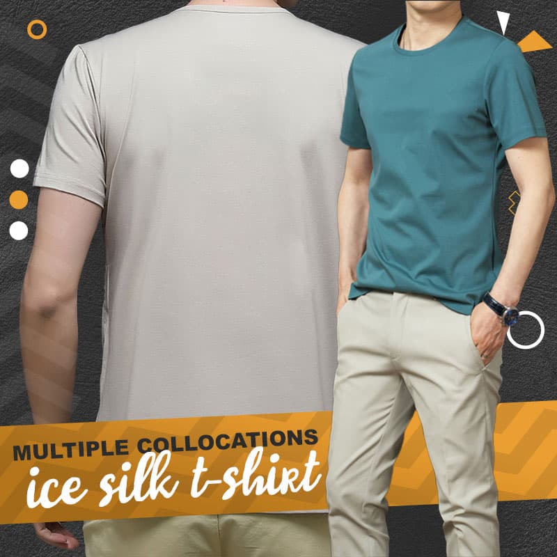 👕T-shirt en soie glacée de couleur unie pour hommes❄️