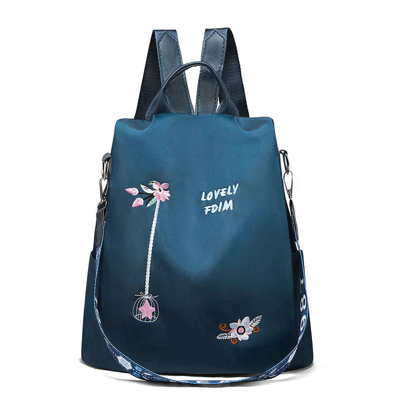 Sac à dos Oxford imperméable à fleurs brodées