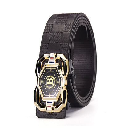 🐊Men‘s Crocodile-Pattern Belt – Automatic Buckle, Genuine Leather & Versatile 👔📦