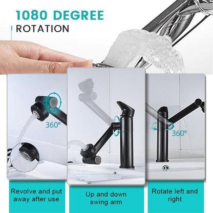 Robinet chaud et froid universel monotrou [robinet rotatif multi-positions à 360 degrés]