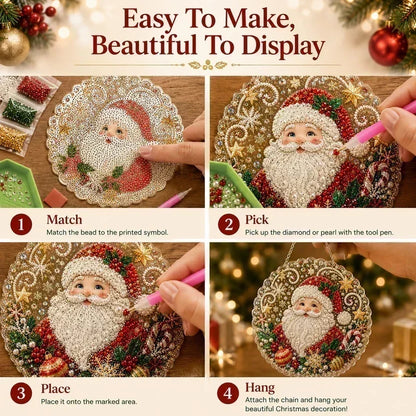 🎄Christmas Pearl Diamond Art Hanging Ornament Kit | Resistant Non-Fading Pearl Beads DIY Handmade Holiday Hanging Decor 🎅💎