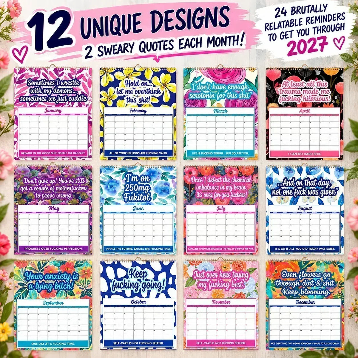 📅 2027 Sweary Humor Wall Calendar