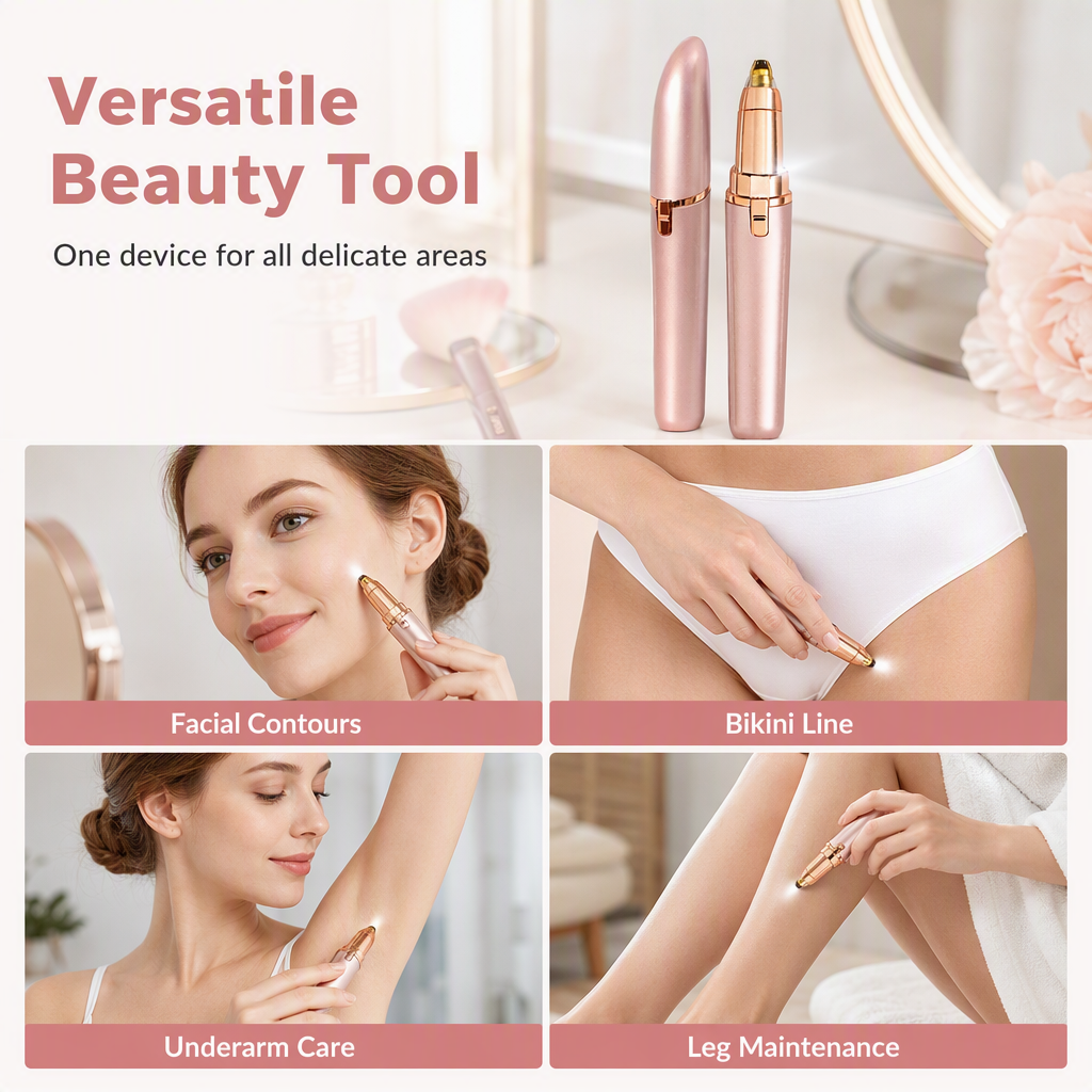 Electric Eyebrow Trimmer Pen with Built-in LED Light and USB Rechargeable Design