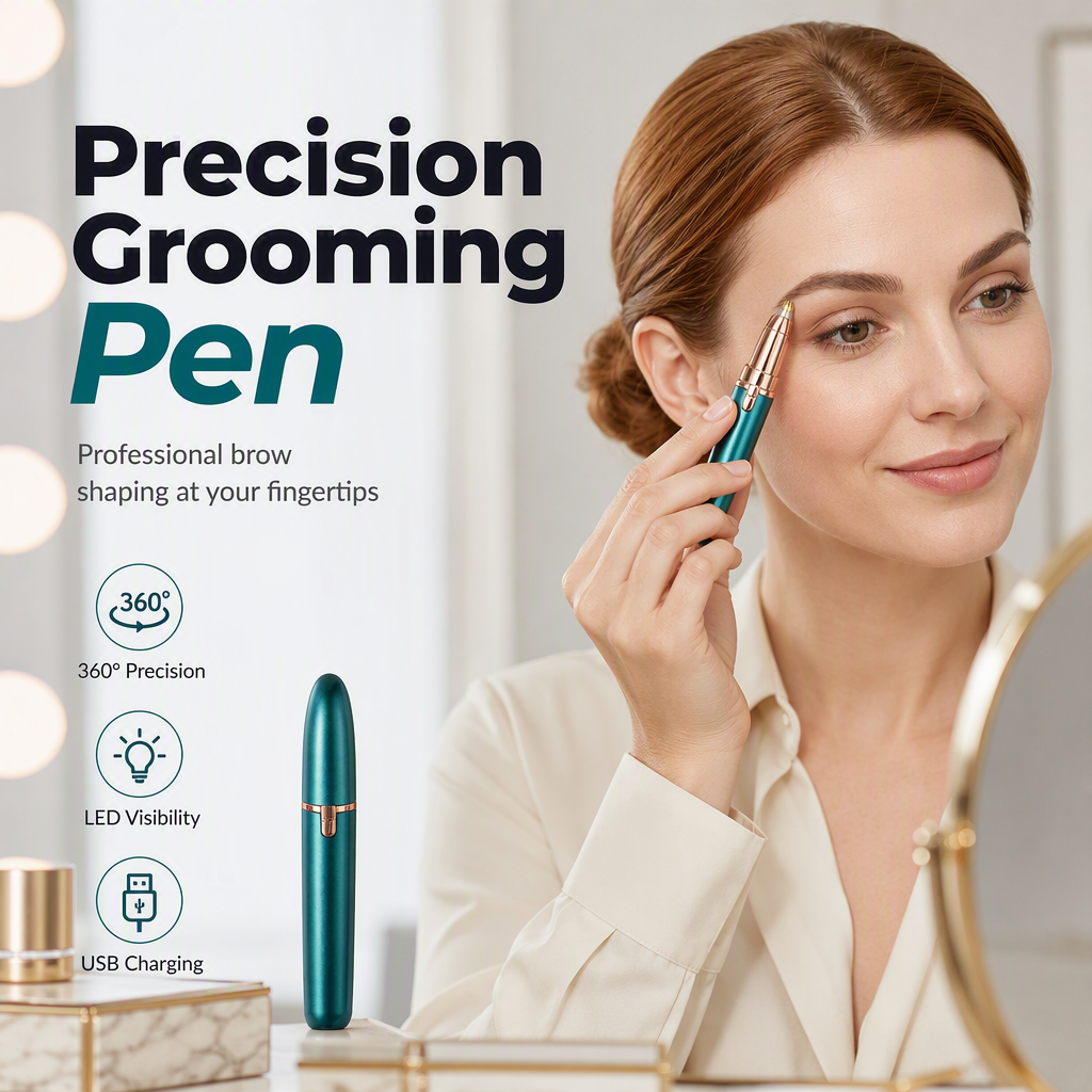 Electric Eyebrow Trimmer Pen with Built-in LED Light and USB Rechargeable Design
