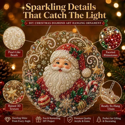 🎄Christmas Pearl Diamond Art Hanging Ornament Kit | Resistant Non-Fading Pearl Beads DIY Handmade Holiday Hanging Decor 🎅💎