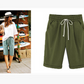 Plus Size Solid Color Elastic Waist Loose Cropped Shorts