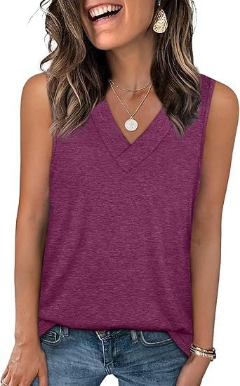 ✨Women's Sleeveless V-Neck Slimming Loose Fit Casual Tank Top