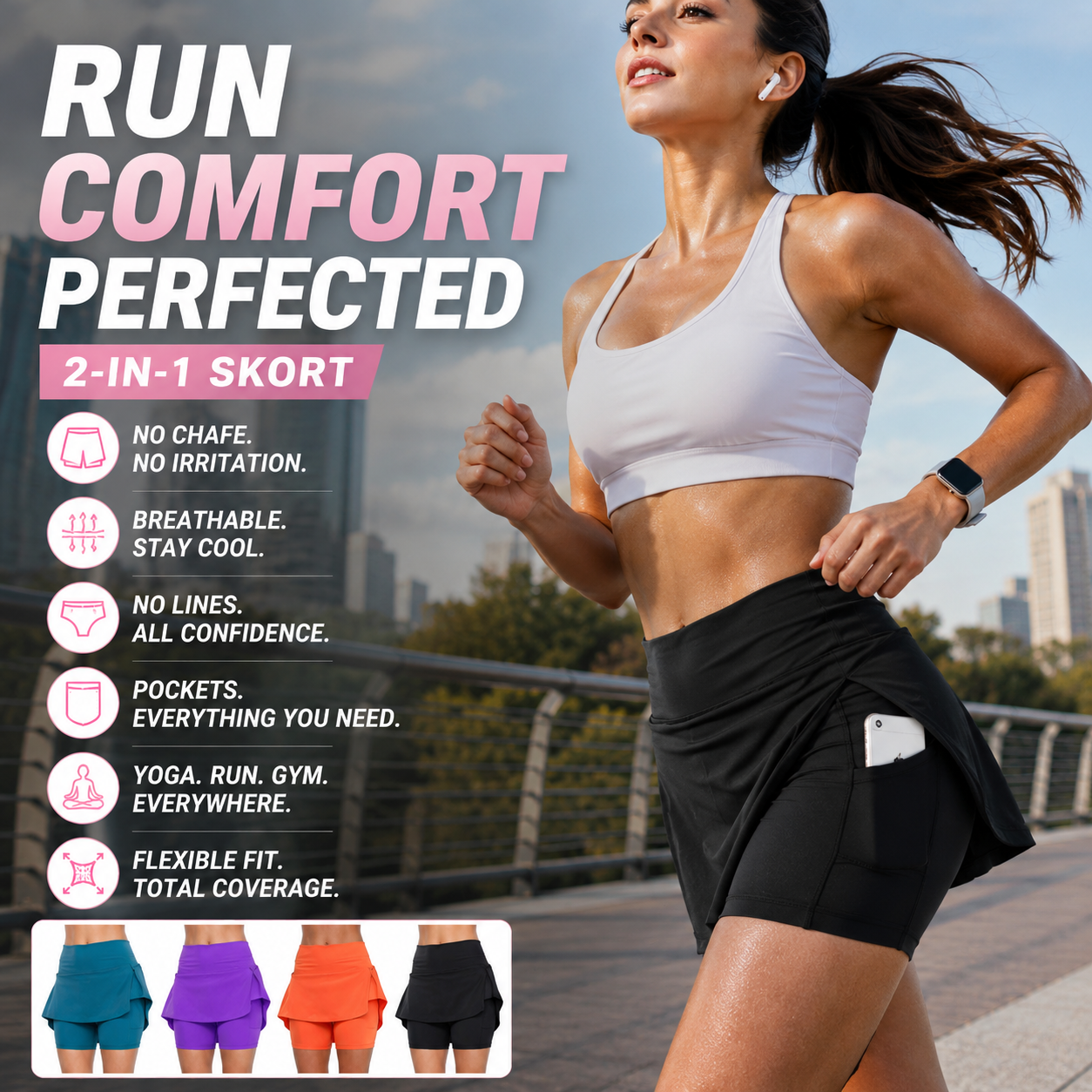 👚Anti-Chafing Active Skort – Super soft and comfortable🔥