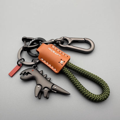 Aluminum Alloy Dinosaur Charm Paired with a Hand-woven Bracelet🔥
