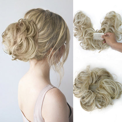 ✨ Clip-In Messy Side Comb Hair Bun – Instant Voluminous Updo, Heat Resistant 🎀