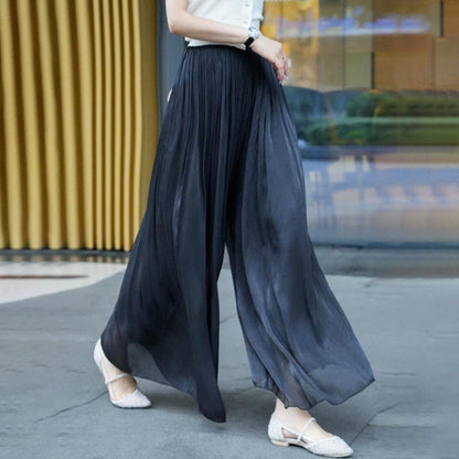 Glazed Ice Silk Floor-Length Wide-Leg Culottes