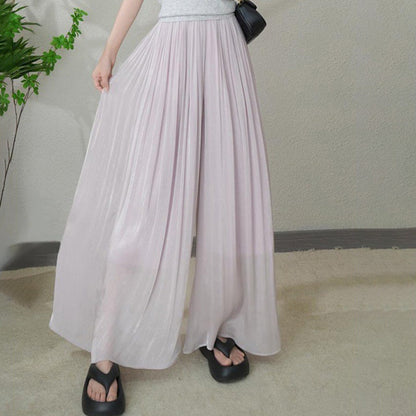 Glazed Ice Silk Floor-Length Wide-Leg Culottes