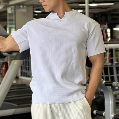 T-shirts d'Entraînement Athlétiques à Manches Courtes et Col en V pour Hommes