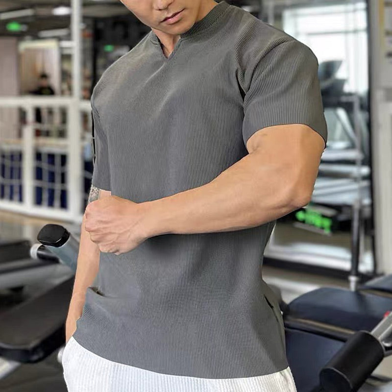 T-shirts d'Entraînement Athlétiques à Manches Courtes et Col en V pour Hommes