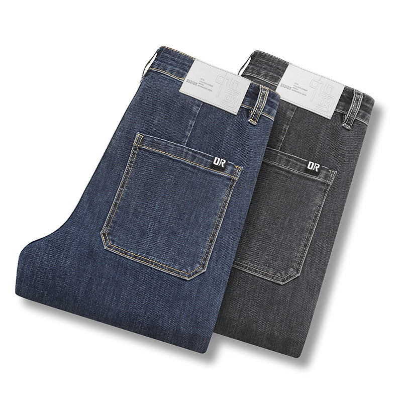 Jeans Vintage Droits Extensibles pour Hommes avec Multiples Poches