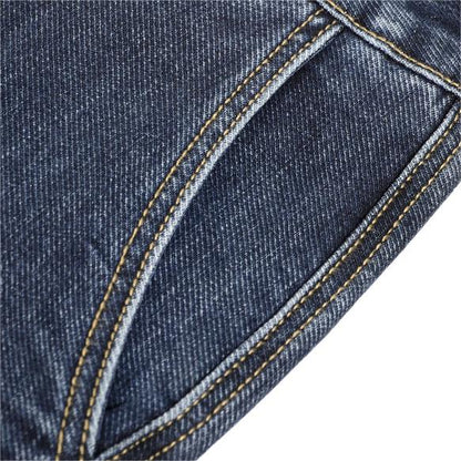 Jeans Vintage Droits Extensibles pour Hommes avec Multiples Poches