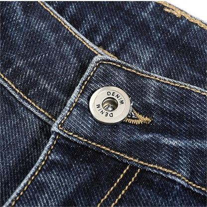 Jeans Vintage Droits Extensibles pour Hommes avec Multiples Poches