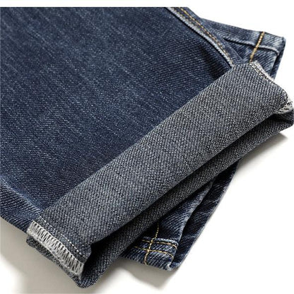 Jeans Vintage Droits Extensibles pour Hommes avec Multiples Poches