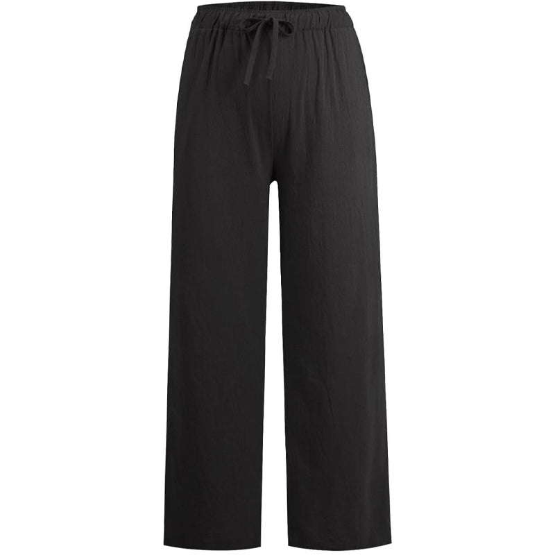 Pantalon large d'été en coton et lin pour femmes