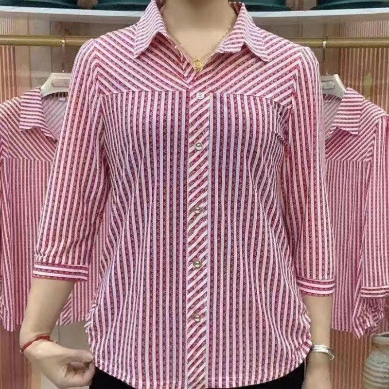 🎁Réduction pour la fête des mères🔥Women's Striped Lapel Shirt