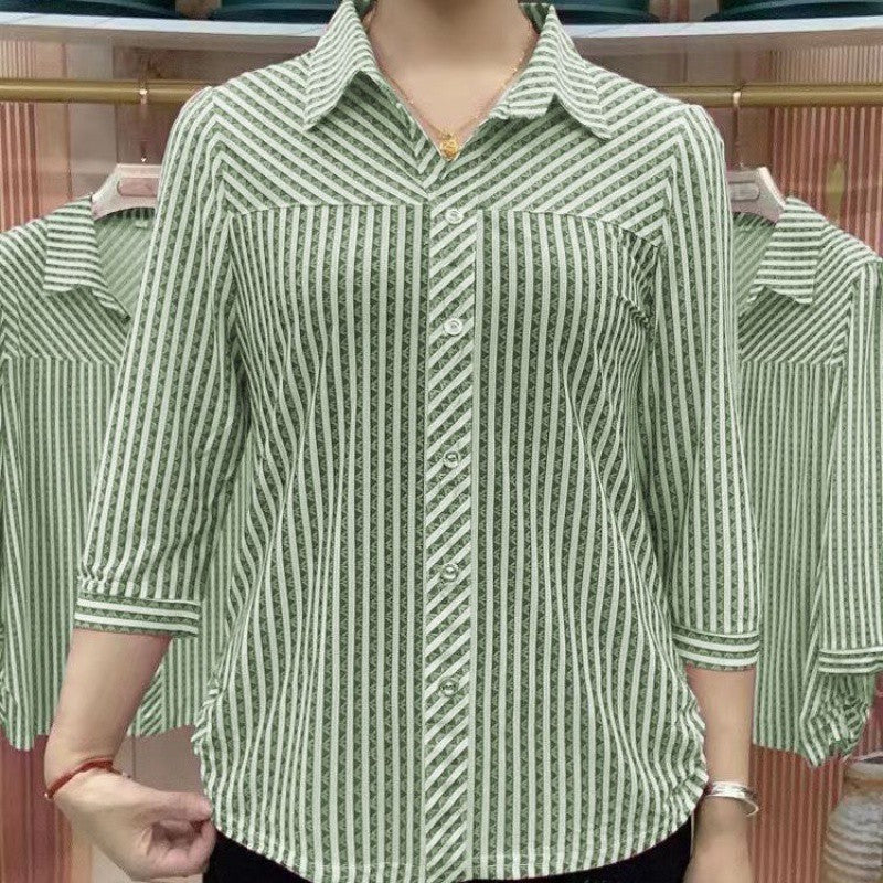 🎁Réduction pour la fête des mères🔥Women's Striped Lapel Shirt