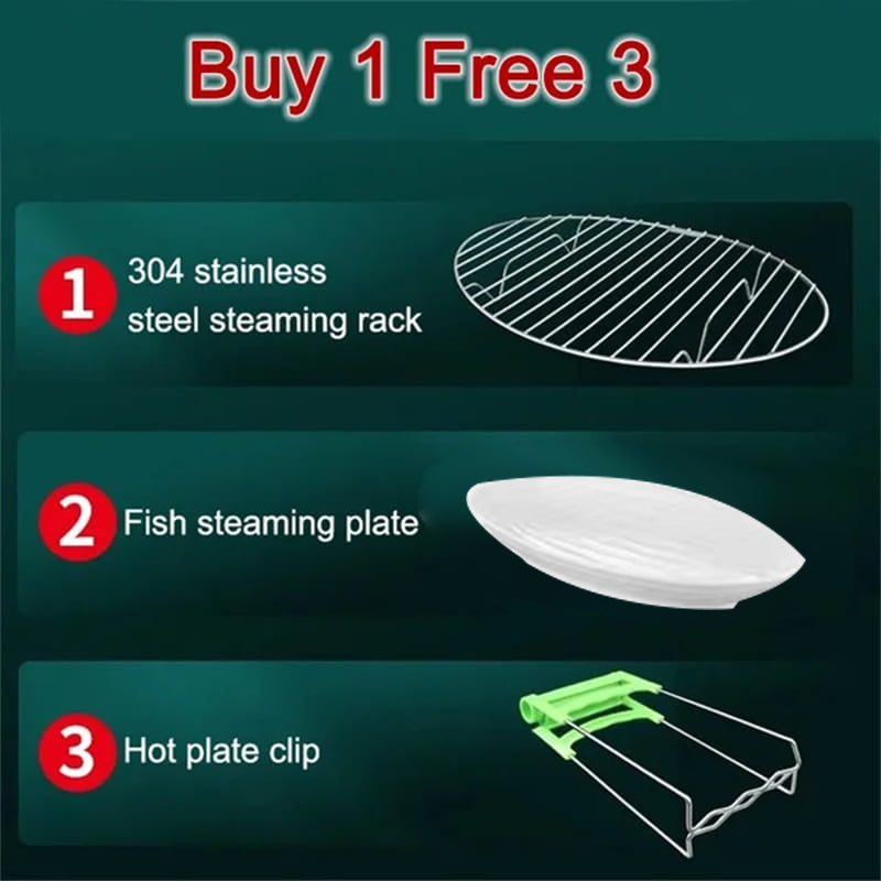 Oval Stainless Steel Fish Steamer with Rack