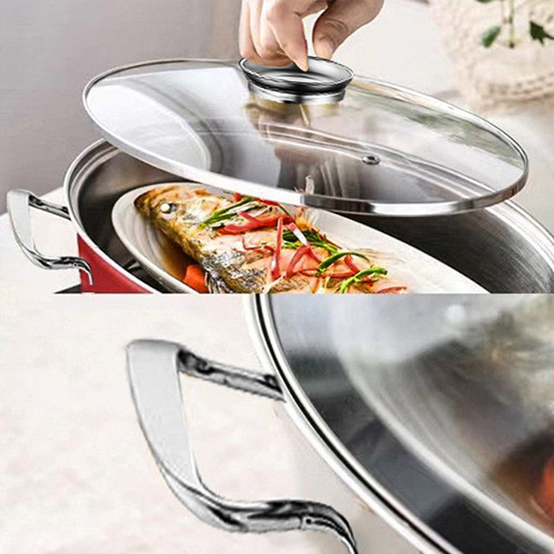 Oval Stainless Steel Fish Steamer with Rack